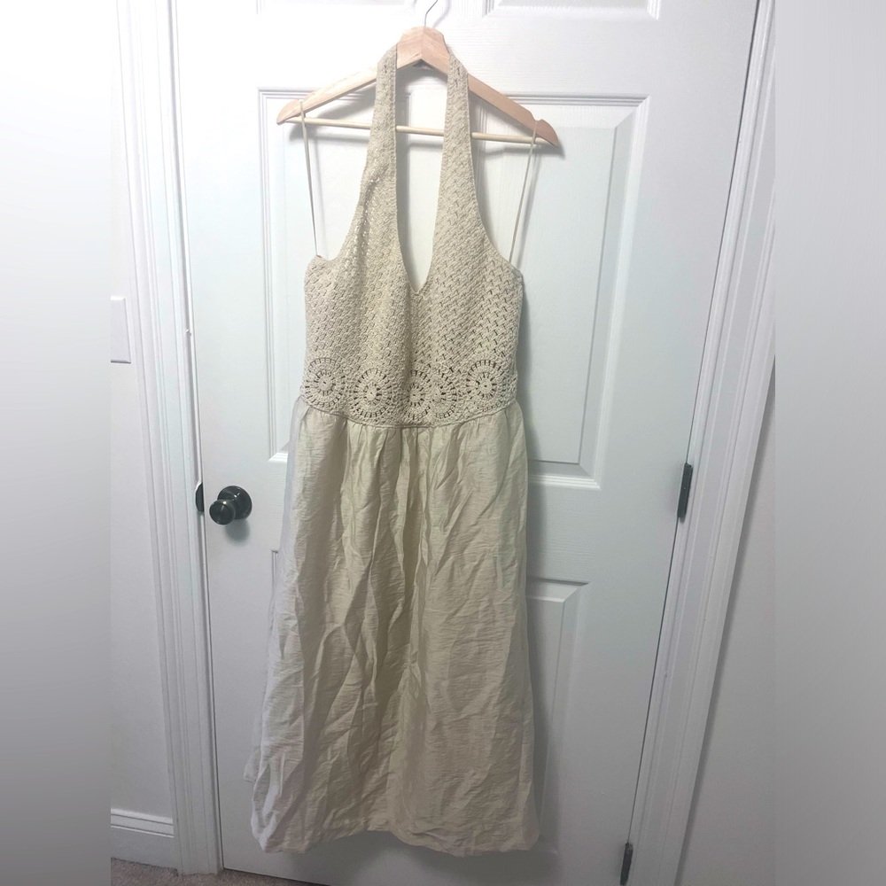 LOFT Petite Crochet Halter Midi Dress - Picture 12 of 16